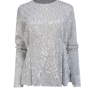 Stine Goya - Silver Metallic Sequined Blouse Sz M