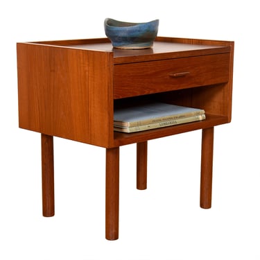 Danish Teak 1-Drawer Nightstand with Cubby Space