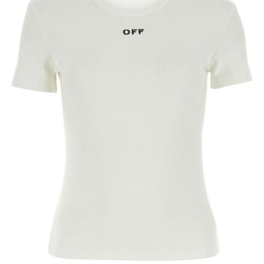 Off White Woman White Stretch Cotton T-Shirt