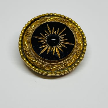 Original by Robert, Black and Gold Round Brooch