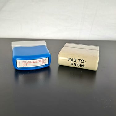Vintage 90s Fax Office Rubber Stamps 
