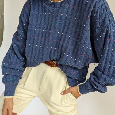 Vintage Dotted Ocean Blue Sweater