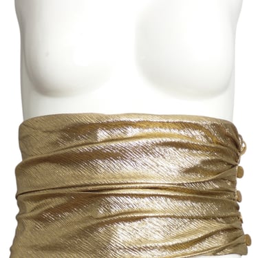 YVES SAINT LAURENT- 1985 Gold Metallic Cummerbund, Size 4