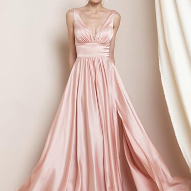 Pale Pink Satin Gown