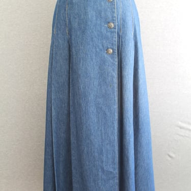 1980s - Denim - Maxi - Wrap Skirt - Cottagecore - DENUM JEANS - 28" waist 