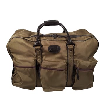 YSL Saint Laurent Travel Duffle Bag Leather Rayon Mocha Brown Large w/Pockets 