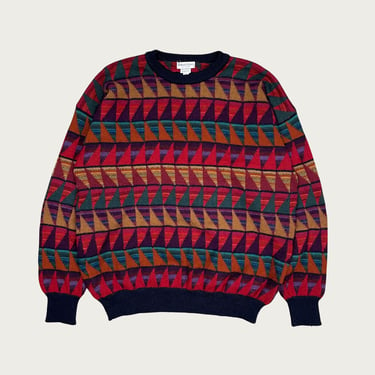 (XL) 100% Alpaca Multicolor Triangle Pattern Sweater