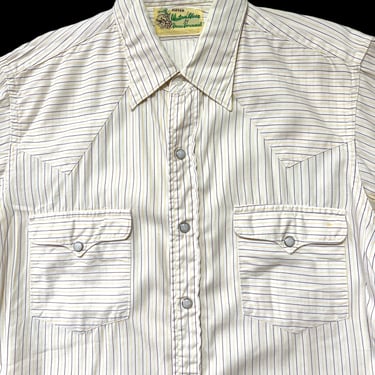 Vintage 1950s/1960s BEAU BRUMMEL Western Wear Shirt ~ size M ~ Cowboy ~ Rockabilly ~ Pearl Snap Button ~ Striped 