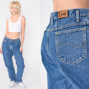 Relaxed Lee Jeans 80s 90s High Waisted Mom Jeans Tapered Leg High Rise Medium Wash Relaxed Denim Pants Blue Vintage 1990s Medium 31 Long 