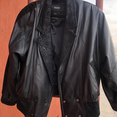 Leather Coat w/ Leopard Accents 