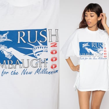 Rush Limbaugh Shirt 00s Truth for the New Millenium White T Shirt Y2K Conservative Talk Radio Political Tee Vintage xxl 2xl 