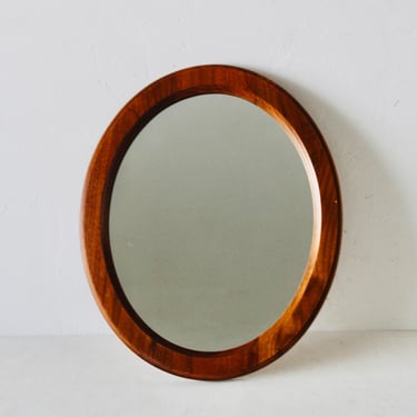 Pedersen & Hansen Style Mid-Century Modern Wood Oval Wall Mirror 