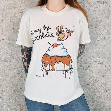 80's Soft Thin Funny Body By Chocolate Vintage Tee Shirt T-Shirt 