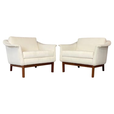 Pair of Folke Ohlsson Pasedena Chair Teak Frame & Textured Velvet Midcentury