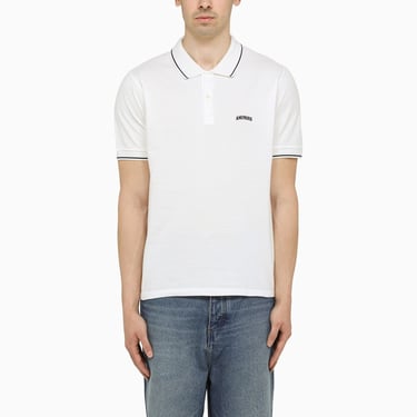 Ami Paris White Cotton Polo Shirt With Logo Men
