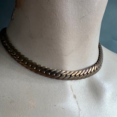 Vintage 40s Coro Antique Gold Collar Link Necklace 