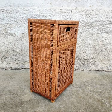 Vintage Rattan Bedside Table/ Rattan Dresser/ Twoo Drawers Rattan Furniture/ Vintage Furniture/ Retro Rattan Storage/ Rattan Cabinet/ 80s 