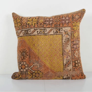 Burnt Orange Carpet Rug Pillow, Burnt Orange Ethnic Turkish