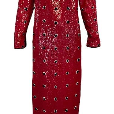 Geoffrey Beene 80s Iconic Red Sequin Sheath Gown