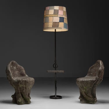 Faux Bois Chairs / Brutalist Floor Lamp
