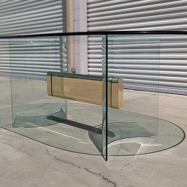 Postmodern Glass + Brass Dining Table for Six | Super Unique! | Vintage | Post Modern | 80s | Italian | MCM | Mid Century 