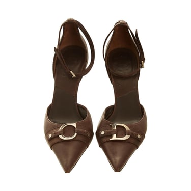 Dior Brown Leather Logo Heels