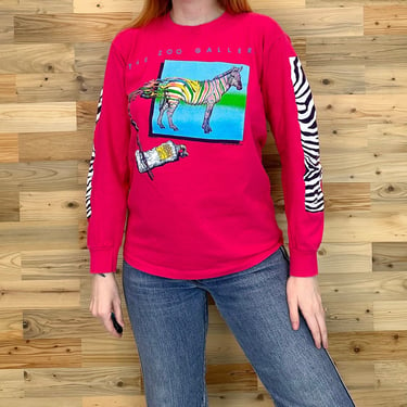 1983 Vintage The Zoo Gallery Long Sleeve Stand Out From The Herd Zebra Tee Shirt T-Shirt 