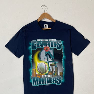 Vintage 1990's Starter Seattle Mariners 1997 Western Division Champions T-Shirt Sz. Y (L)