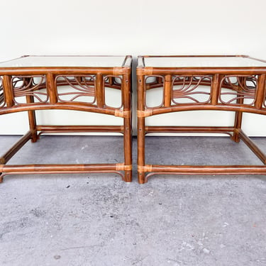Pair of Island Chic Rattan Side Tables