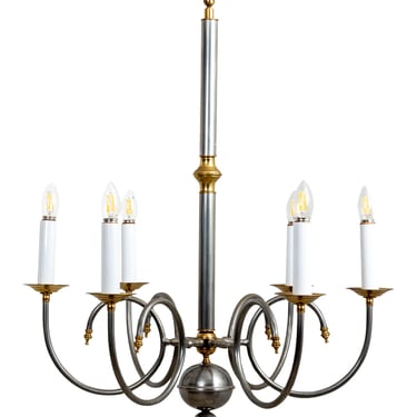 Large Two Tone Six Arm Chandelier