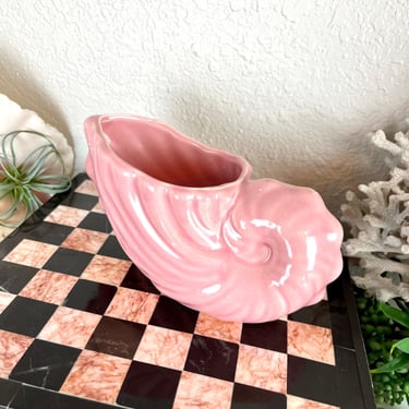 Pink Ceramic Seashell Planter 
