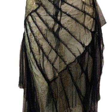 Roberto Cavalli Attribution Sheer Gold Lace Bias Cut Halter Gown