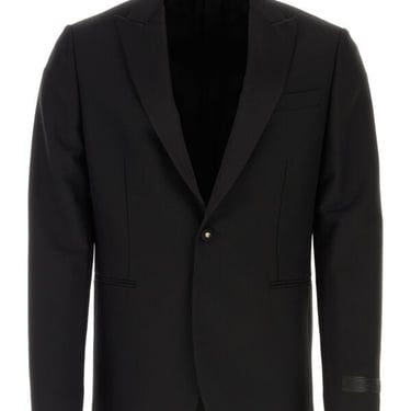 Versace Men Black Wool Blend Blazer