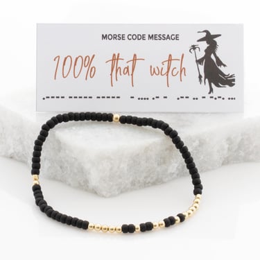 100% That Witch Morse Code Bracelet, Halloween Jewelry, Beaded Bracelet, Halloween Bracelet, LEILA Jewelry Shop 