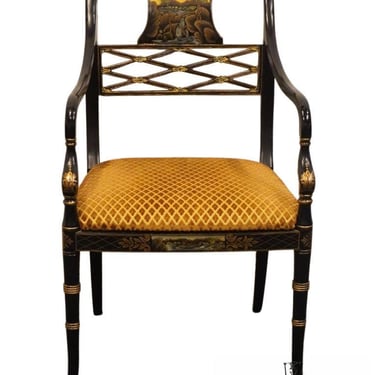 SOUTHWOOD FURNITURE Black Hitchcock Style Hand Painted Accent Arm Chair - Signed 