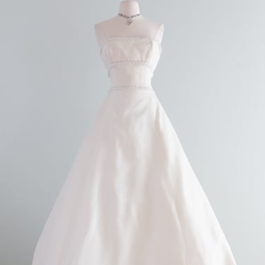 Stunning Vintage 90's Silk Organza Strapless Wedding Gown / Medium