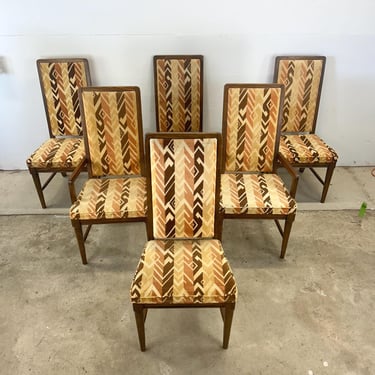 Set Vintage Highback Dining Chairs- Six 