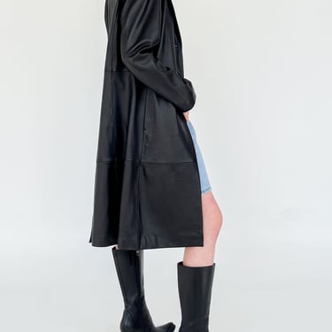 Black Leather Trench Coat (M)