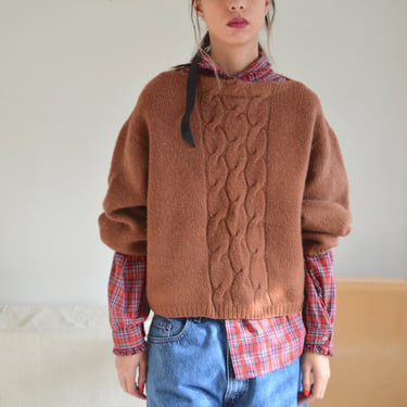 rust cropped cableknit sweater 