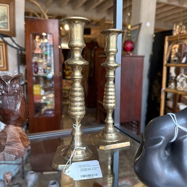 Vintage pair of brass candleholders 9.5t