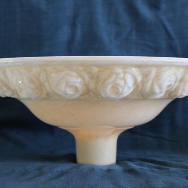 Vintage Iridescent Glass Torchiere Lamp Shade with Roses 