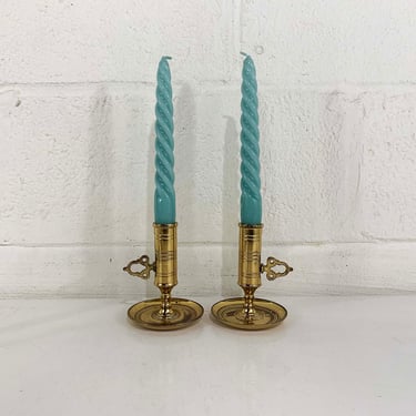 Vintage Valsan Brass Candle Holders Pair Candlesticks Retro Decor Mid-Century Hollywood Regency Candleholder Adjustable Wedding Portugal 