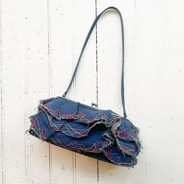 2002 John Galliano Embroidered Denim Bag 