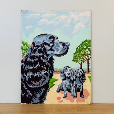 Mid Century Paint By Number Spaniel Dog Painting 