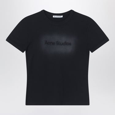 Acne Studios Black Washed Out Tight T-Shirt With Logo Women