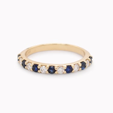 Blue Sapphire & White Diamond Stack Band