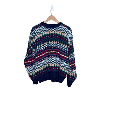 Vintage 90's Mademoiselle Sweaters Blue Ski Oversized Sweater, XL 