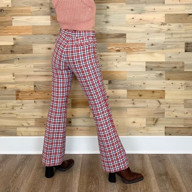 60's Plaid Bell Bottom Trouser Pants / Size 26 