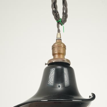 Modern Flaring Black & Red Glass Cord Pendant Light