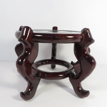 Vintage Asian Rosewood Plant Display Stand - Round Rosewood Plant Stand 